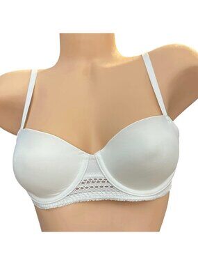 DKNY White Lace Underwire Balconette Bra 34B